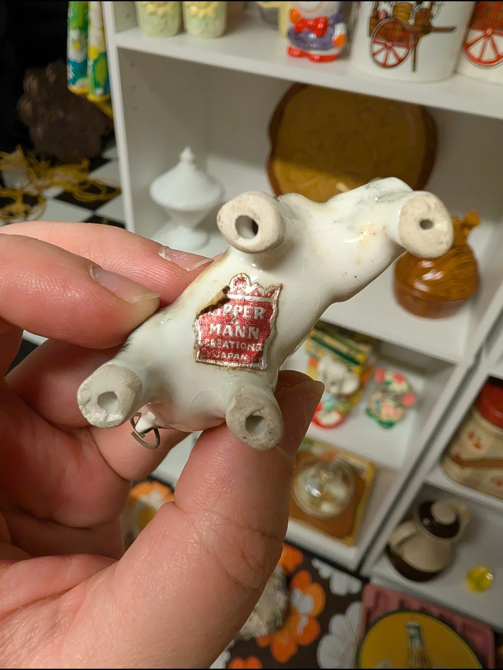 Vintage Bone China Australian Sheperd Figurine - Black & White